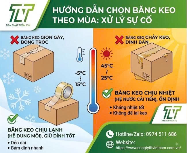 Bí Quyết Chọn Băng Keo Đóng Hàng Chống Giòn Đứt Mùa Lạnh, Chảy Dính Mùa Nóng
