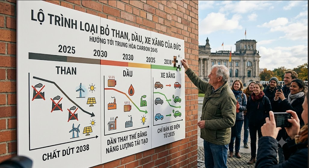 Đức chốt lộ trình loại bỏ than, dầu và xe xăng