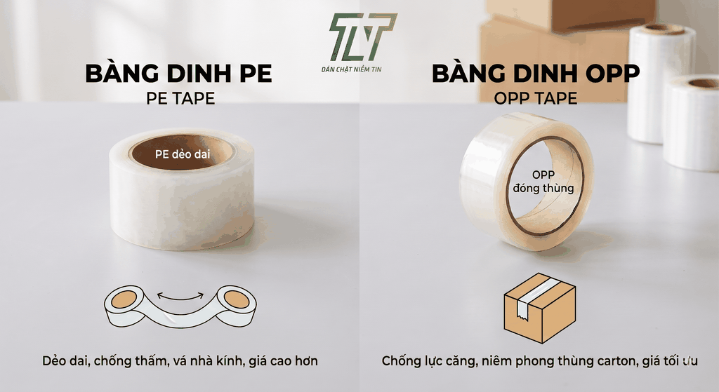 PHÂN BIỆT BĂNG DÍNH PE VÀ BĂNG DÍNH OPP: ĐỪNG ĐỂ NHÀ CUNG CẤP LẪN LỘN KHÁI NIỆM