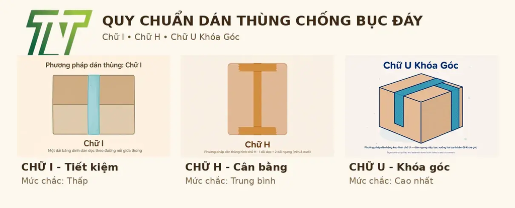 Quy chuẩn dán thùng chống bục đáy: Dán chữ I, chữ H hay chữ U mới đúng?