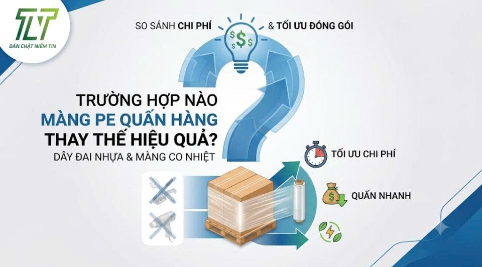 So Sánh Chi Phí Đóng Gói: Dùng Màng PE Quấn Hàng Thay Thế Dây Đai Nhựa Và Màng Co Nhiệt Trong Trường Hợp Nào?
