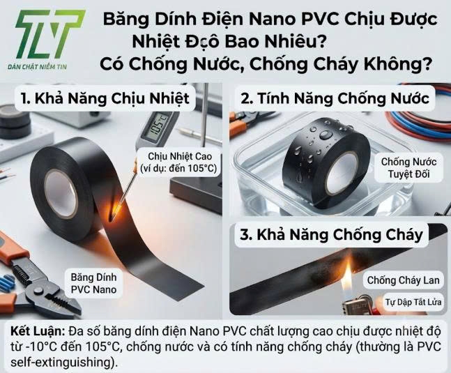 Băng Dính Điện Nano PVC Chịu Được Nhiệt Độ Bao Nhiêu? Có Chống Nước, Chống Cháy Không?