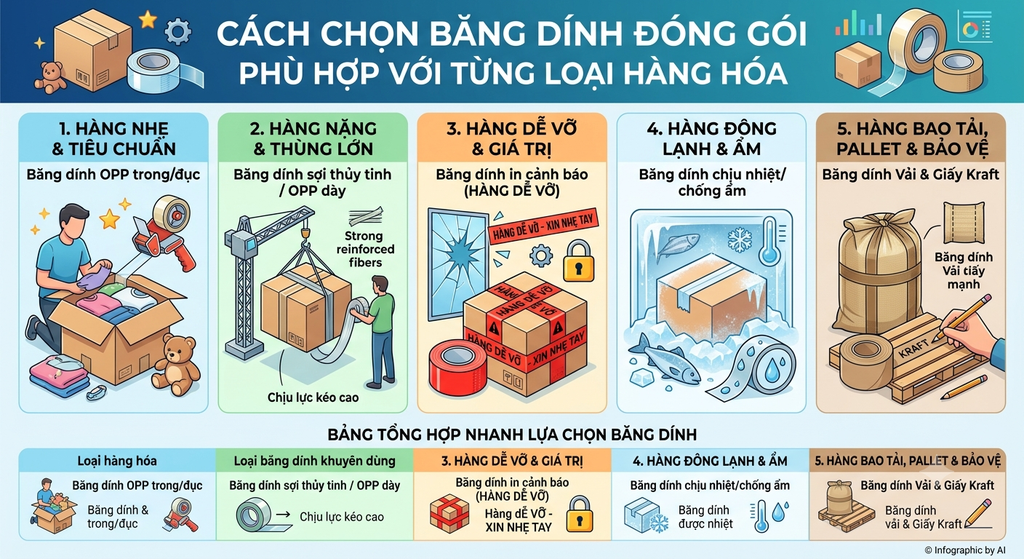 BÍ QUYẾT CHỌN BĂNG DÍNH ĐÓNG GÓI PHÙ HỢP CHO TỪNG LOẠI HÀNG HÓA