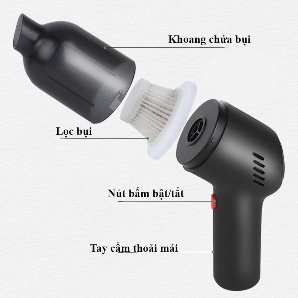 Máy hút bụi cầm tay không dây - HELLOLEIBOO lực hút 9000PA