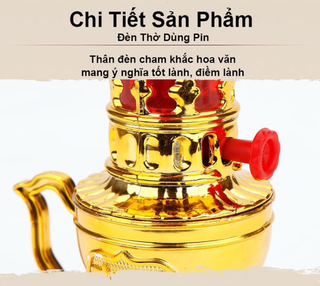 Đèn thờ vĩnh cửu, sử dụng pin, thiết kế hài hòa