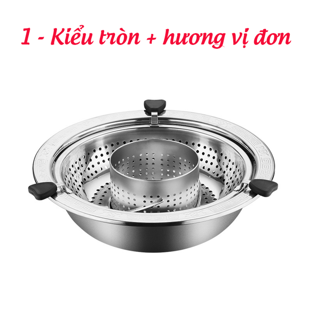 Nồi lẩu xoay Inox 304 tiện dụng, dung tích lớn + nắp đi kèm sang trọng