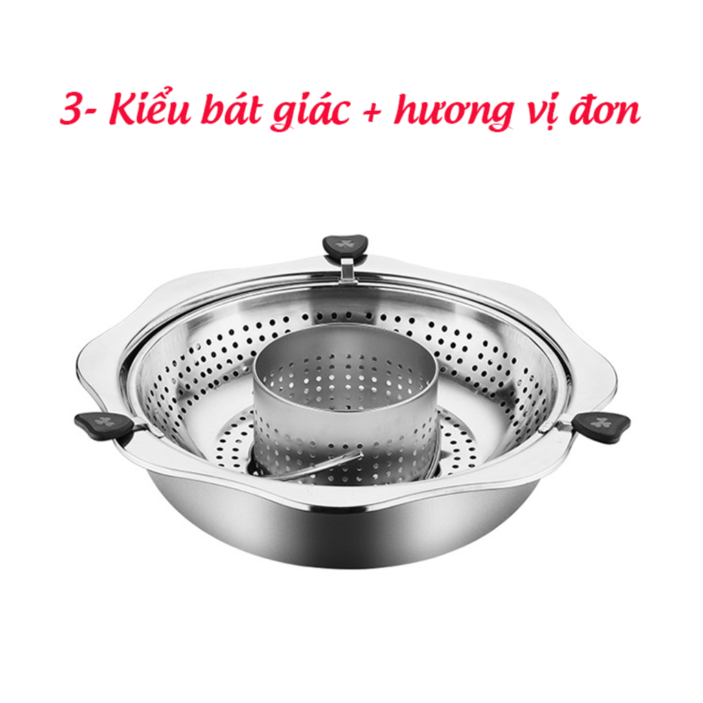 Nồi lẩu xoay Inox 304 tiện dụng, dung tích lớn + nắp đi kèm sang trọng