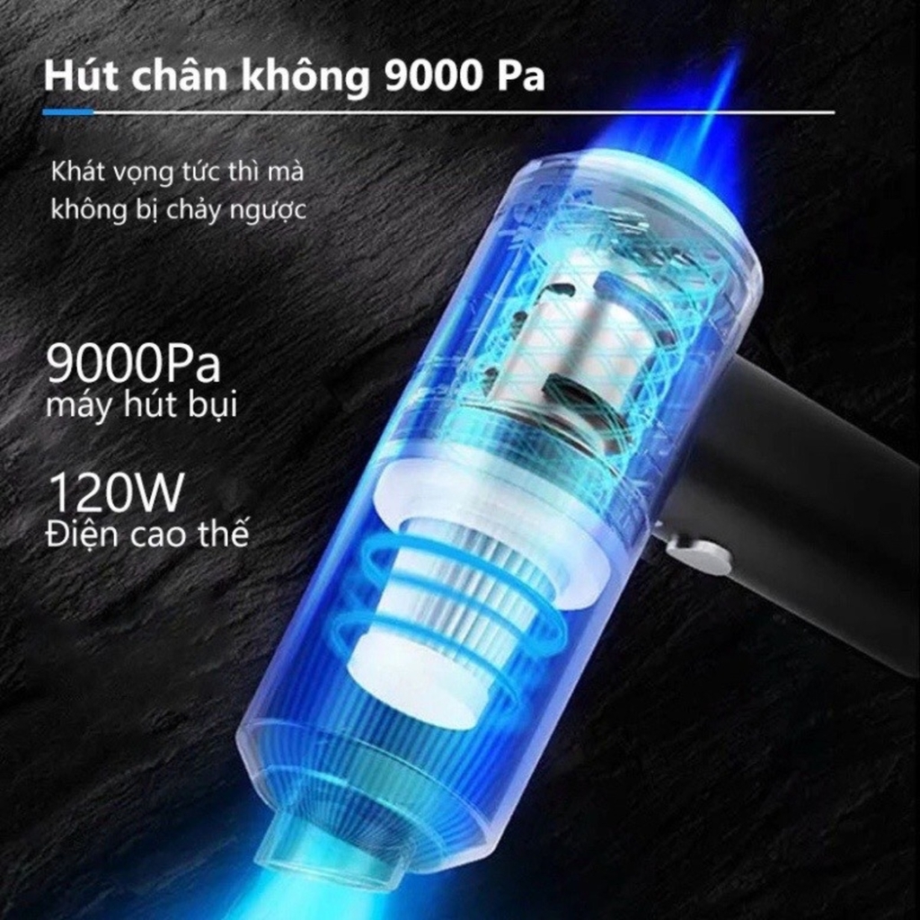 Máy hút bụi cầm tay không dây - hút cực mạnh 9000pa - 120w