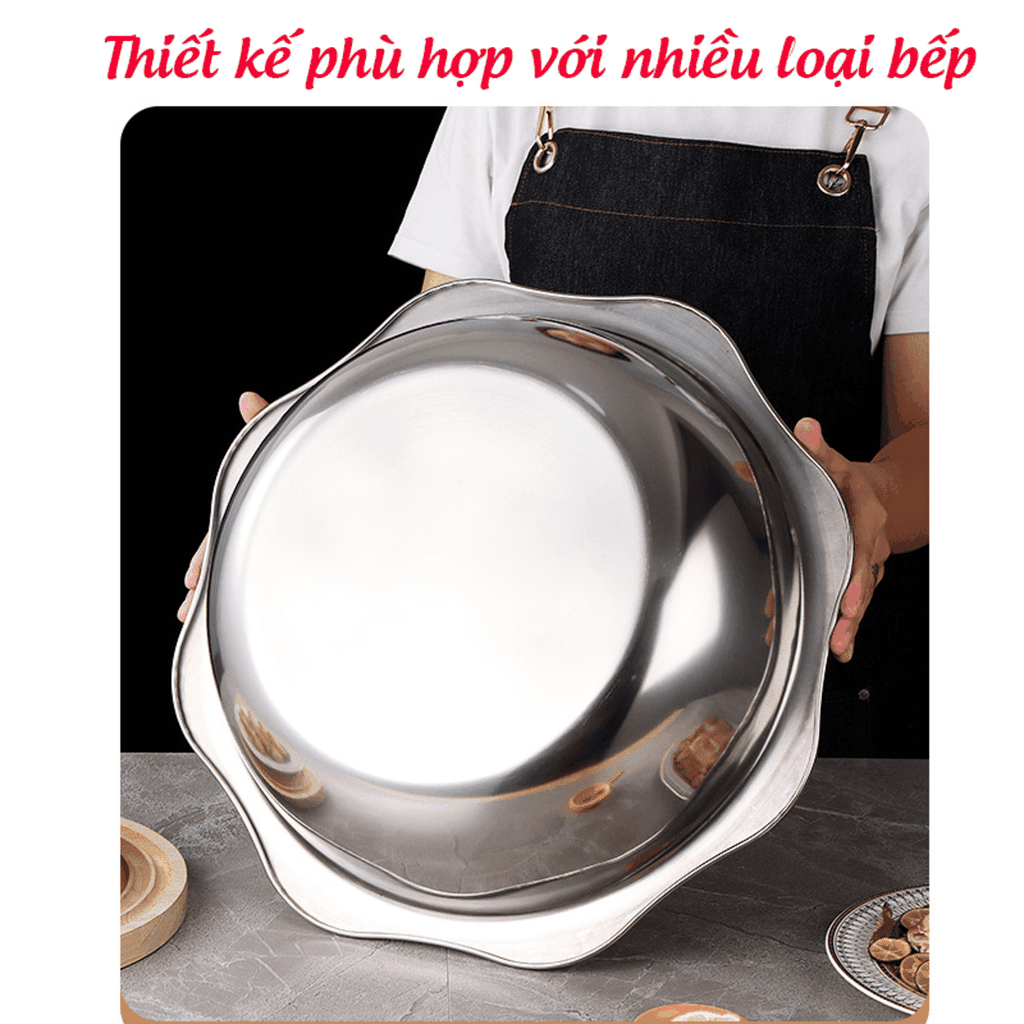Nồi lẩu xoay Inox 304 tiện dụng, dung tích lớn + nắp đi kèm sang trọng