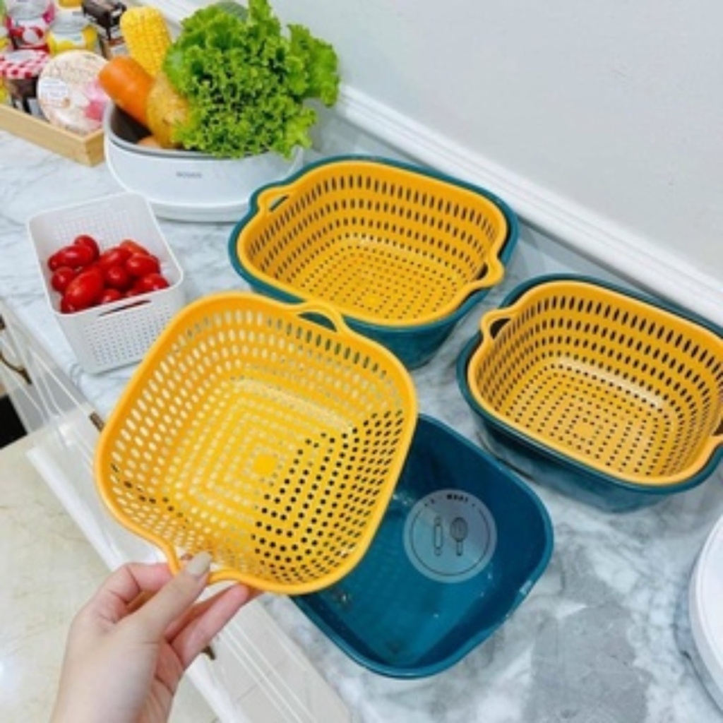 Bộ rổ 6 món kèm chậu rửa chất liệu nhựa cao cấp, đựng đồ đa năng