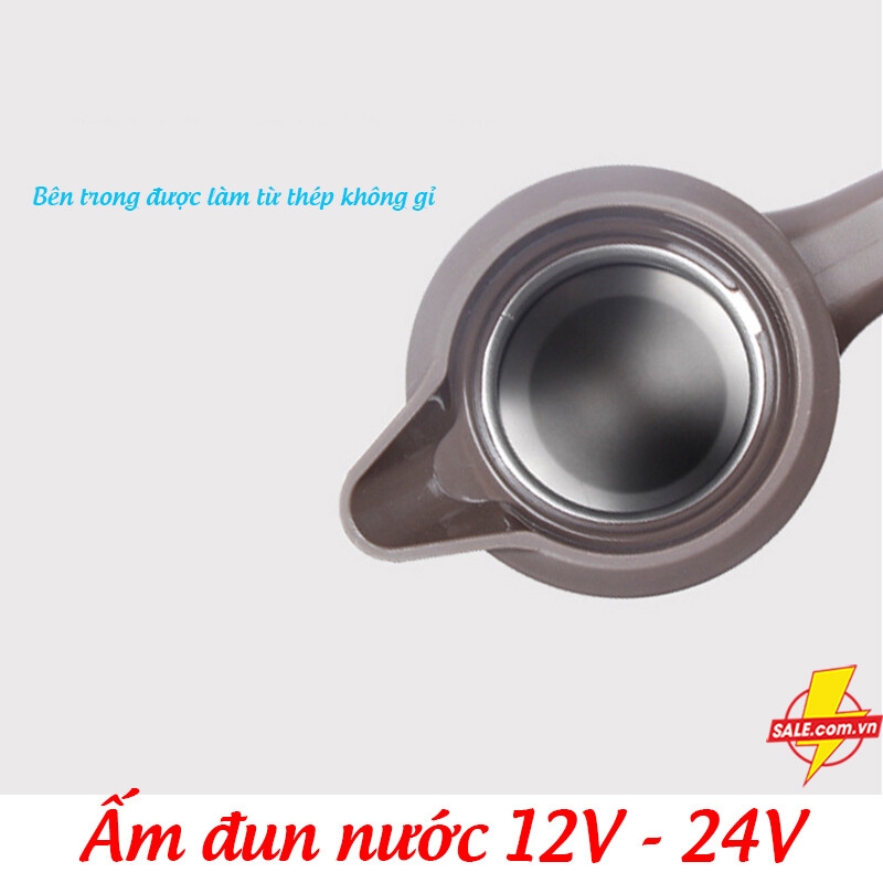 Ấm đun nước trên xe ô tô 12V - 24V, ấm siêu tốc Kaisida H06