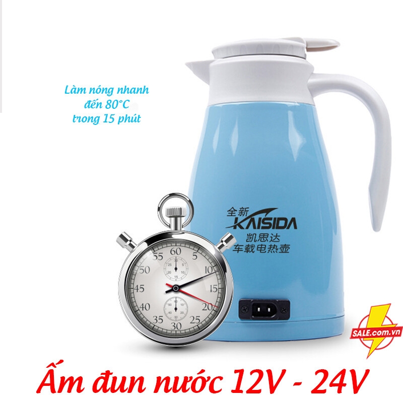 Ấm đun nước trên xe ô tô 12V - 24V, ấm siêu tốc Kaisida H06