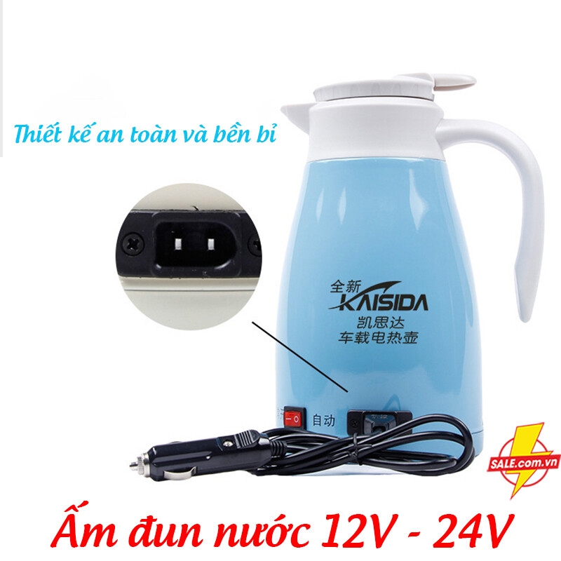 Ấm đun nước trên xe ô tô 12V - 24V, ấm siêu tốc Kaisida H06