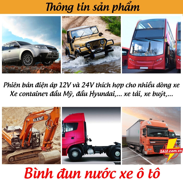 Bình đun nước trên xe ô tô 12V - 24V, ấm đun nước, ấm siêu tốc DF-18