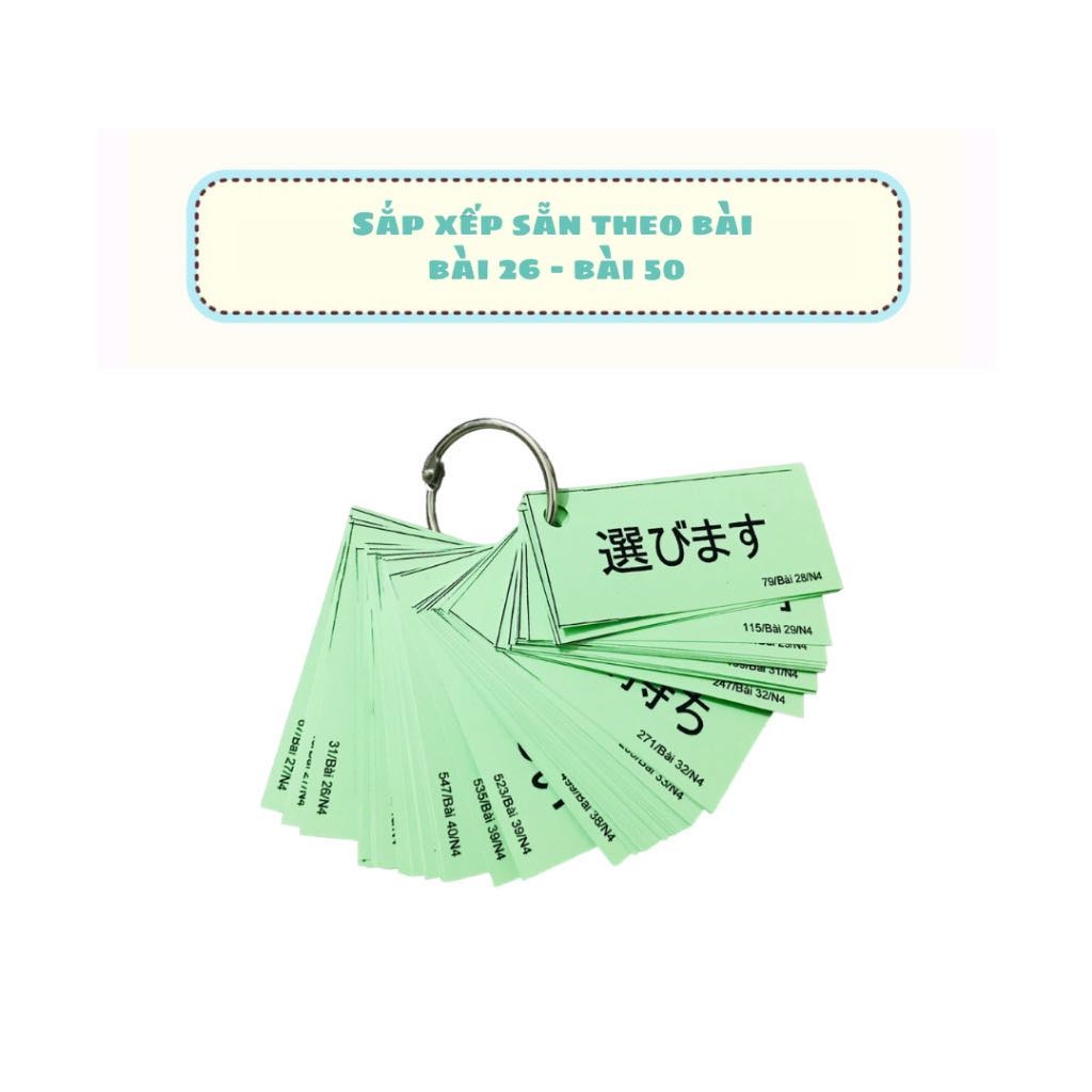 Bộ flashcard Học Kanji - Từ Vựng N4 (Bài 26-50)