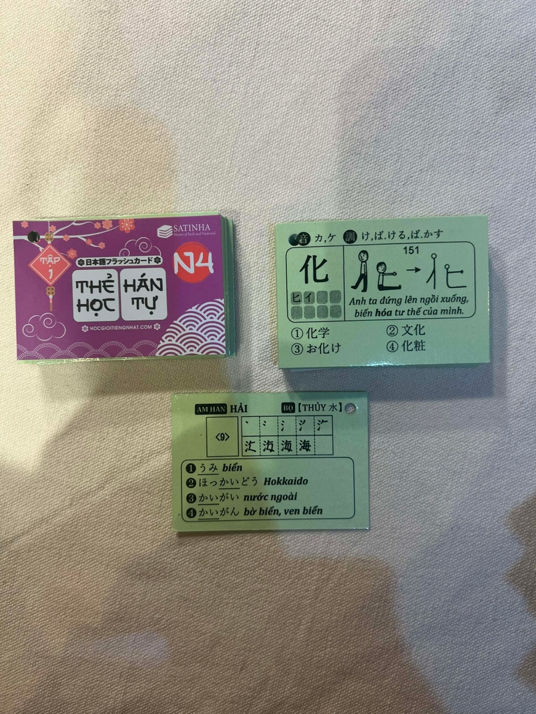 Thẻ Flashcard  Kanji N4 (2 xâu)