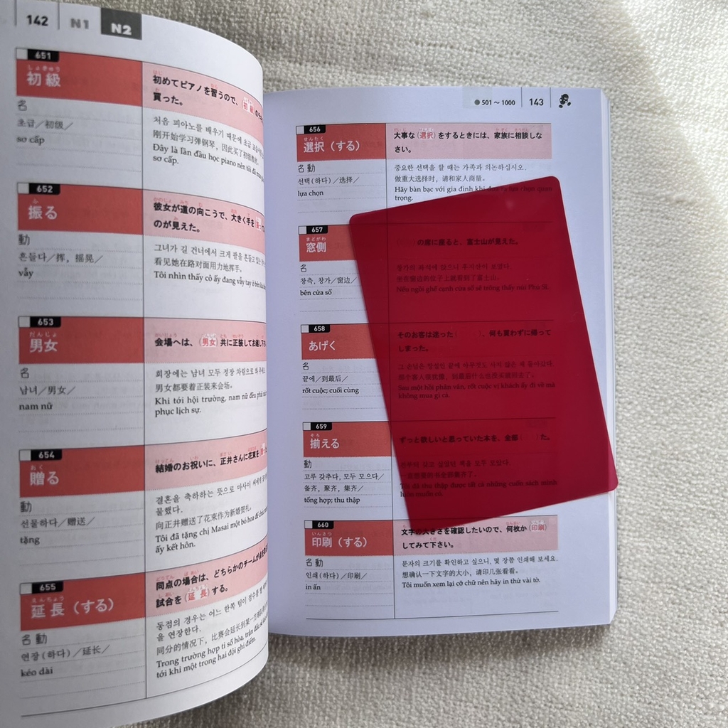 Luyện Thi Năng Lực Tiếng Nhật JLPT-2000 Từ Vựng N2 (Tặng Kèm 1 Card Đỏ Trong Suốt)