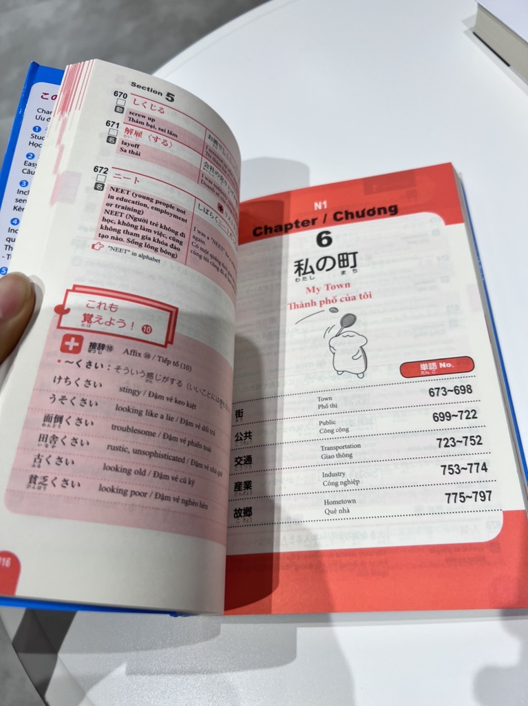 3000 Từ Vựng N1 ( sách màu có tấm thẻ đỏ )