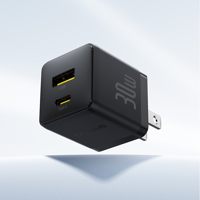 Củ sạc nhanh Baseus Palm 2 cổng Type C 30W kèm dây sạc Mini White USB C to C 60W 1M