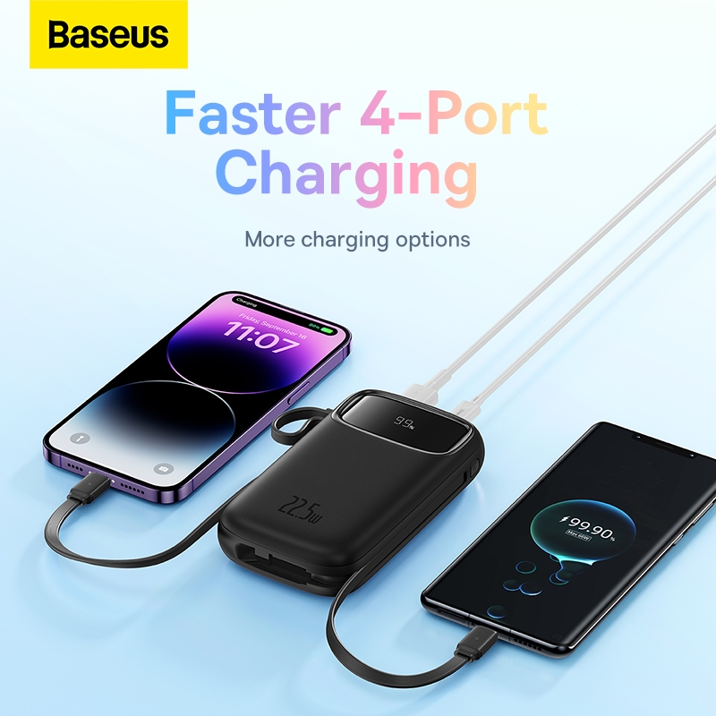 Pin Dự Phòng Sạc Nhanh Baseus Qpow2 Dual-Cable Digital Display 22.5W (10000mAh / 20000mAh)