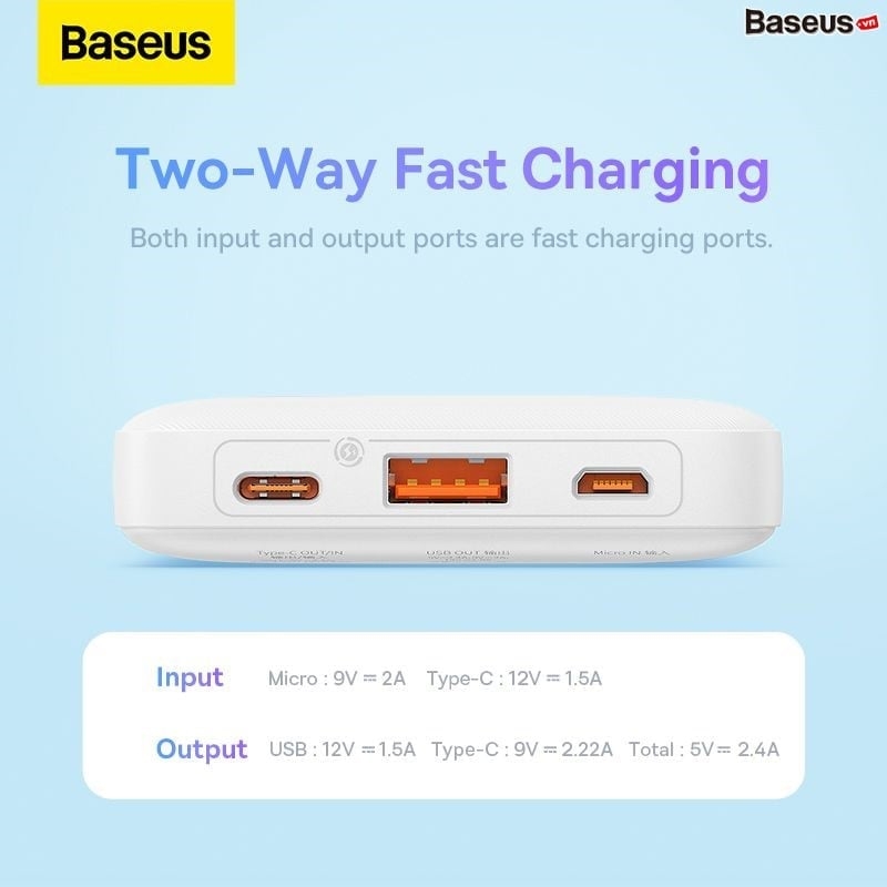 Pin Sạc Dự Phòng Baseus Airpow Fast Charge Power Bank 10000mAh 30000mAH 20W PD QC FCP