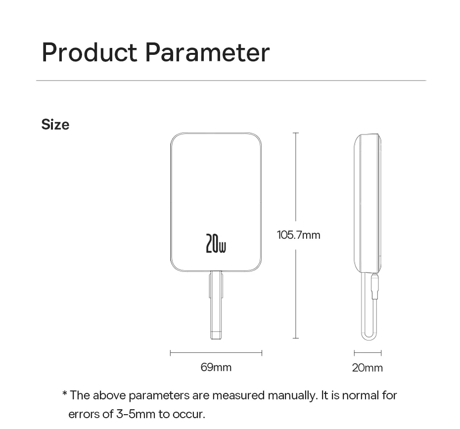 Pin Sạc Không Dây Tích Hợp Nam Châm Baseus Magnetic Mini Wireless 10000mAh 20W (tích hợp sẵn cáp Lightning)