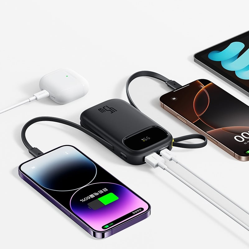 Pin Dự Phòng Baseus EnerFill FC31 QPow 3 10000mAh/20000mAh 45W (Digital Display, with Built-in USB-C + iP Cable)
