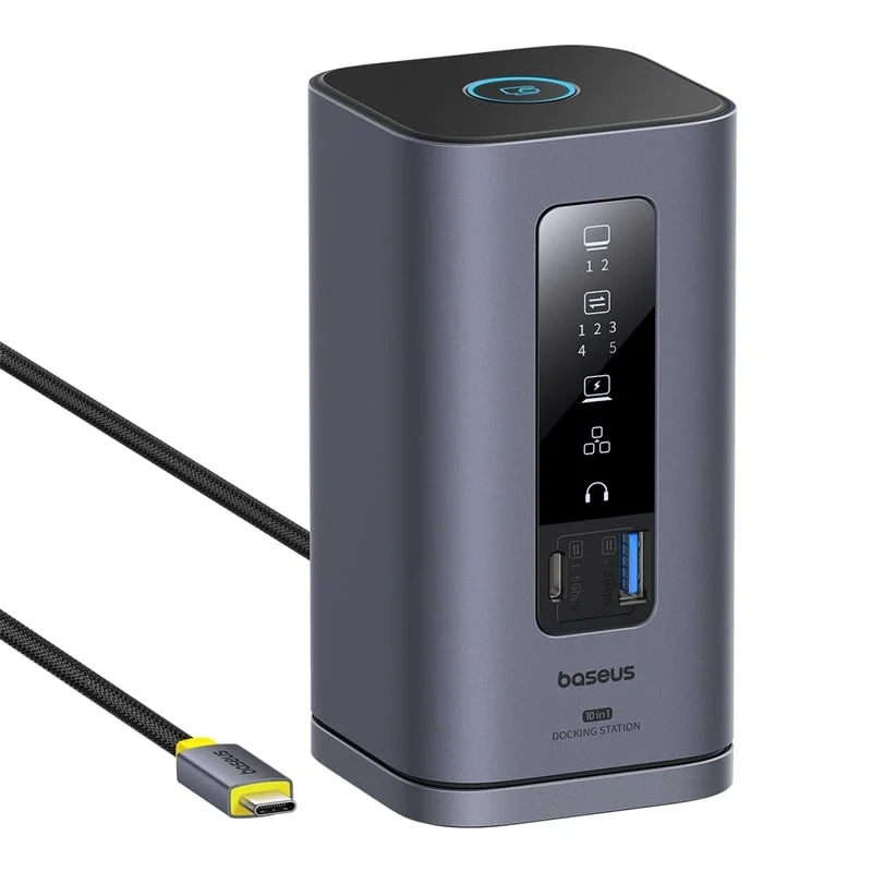 OS-Baseus Spacemate Series 10-in-1 (MAC) Docking Station Space Grey USB-C to 1*HDMI 4K@60Hz+1*HDMI 4K@30Hz+2*USB-A (5Gbps)+1*USB-C (5Gbps)+1*RJ45+2*USB-A (480Mbps)+1*USB-C (PD)+1*3.5mm Audio