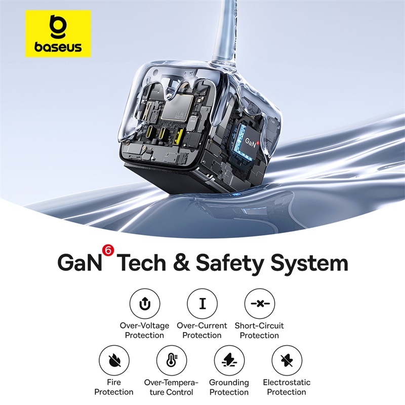 Bộ Sạc Nhanh 3AC+1U+1C Baseus EnerFill FA11 Cube Power Strip 67W (Tích Hợp Dây Nguồn Nối Dài 1.5m Chân EU)