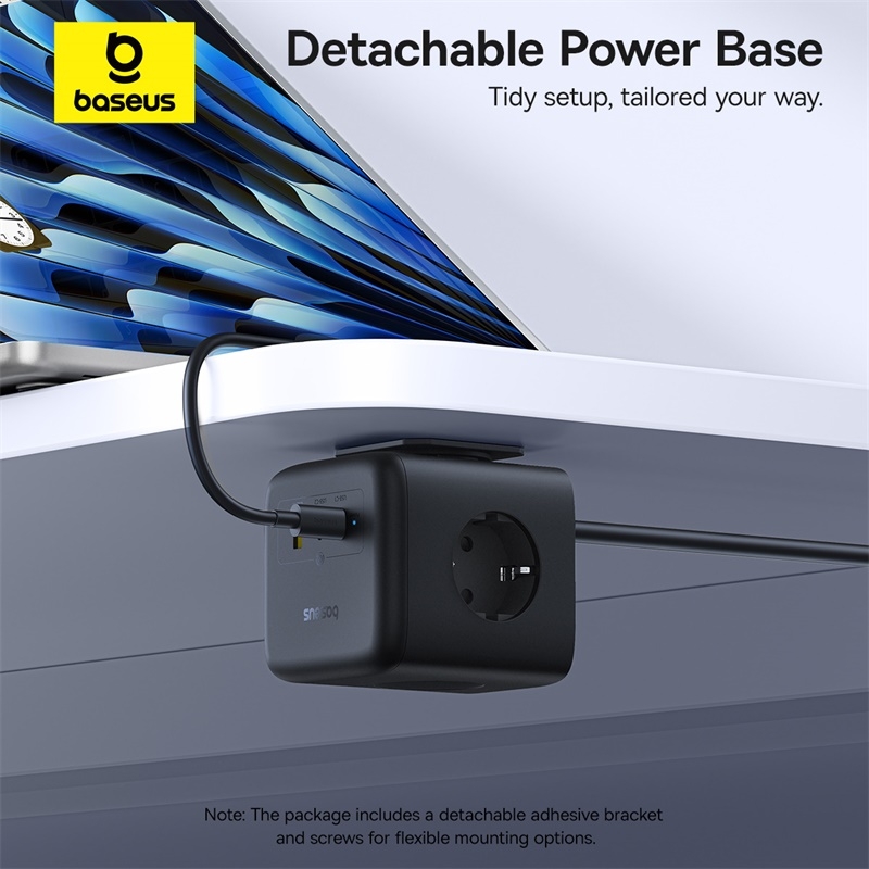 Bộ Sạc Nhanh 3AC+1U+1C Baseus EnerFill FA11 Cube Power Strip 67W (Tích Hợp Dây Nguồn Nối Dài 1.5m Chân EU)