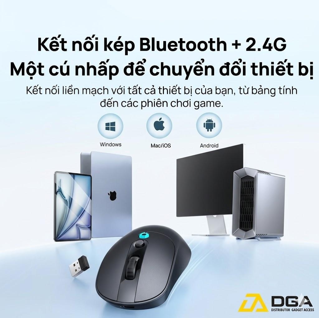 Chuột Không Dây Công Thái Học Baseus Editor EM2 (Bluetooth v5.3 & 2.4G Wireless Dual Mode, 45H, 4000 DPI, 300mAh, <30dB Quiet Clicking, Up to 250Hz Polling Rate)