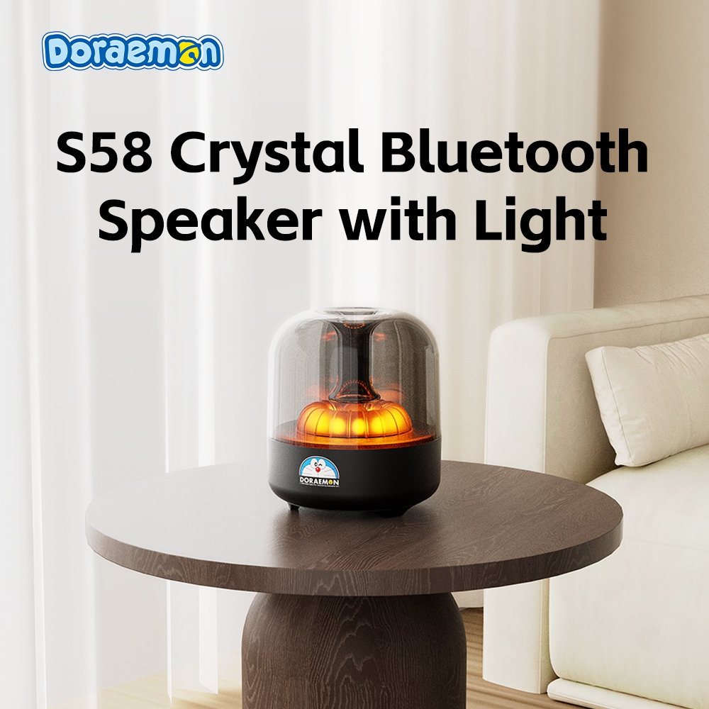 Loa Di Động Pha Lê Bluetooth ROCK Doraemon S58 (Bluetooth v5.3, ≥2H, with Vibrant Ambient Lights, 52mm Full-Range Speaker, Hi-Fi Audio, Crystal Clear Glass, 800mAh, Multiple Playback Modes, HFP, HSP, A2DP, AVRCP)