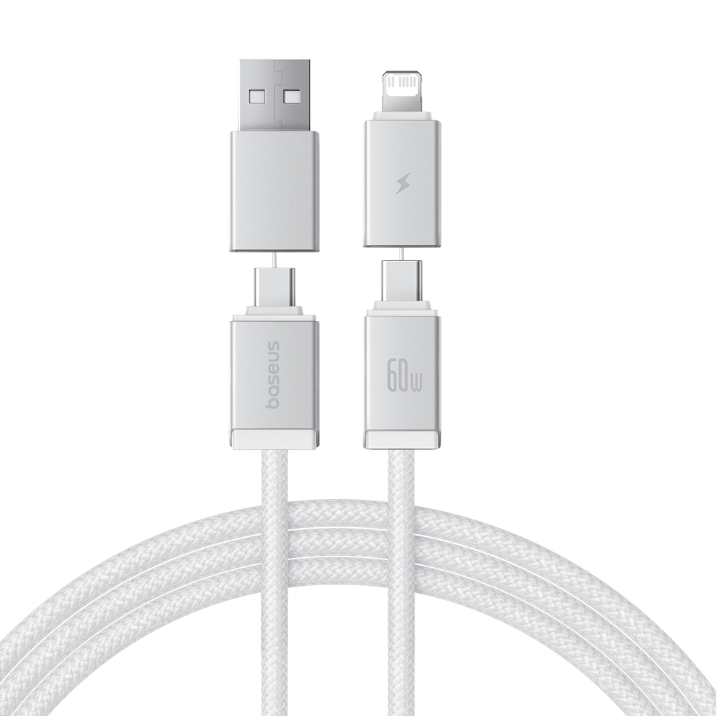 Cáp Sạc Nhanh 4-in-1 Baseus Versatile Two-for-Two U+C to C+L 60W (480Mbps)