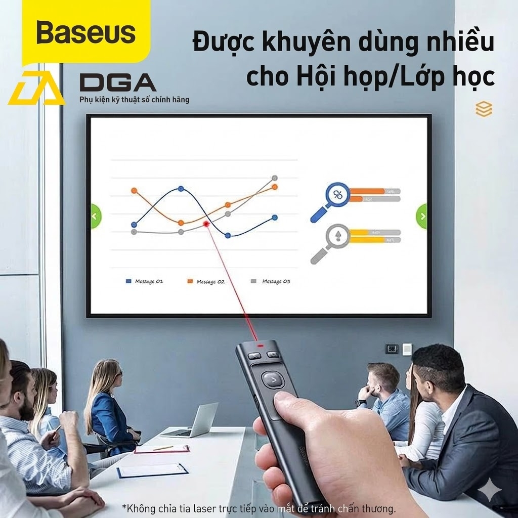 Bút Laser trình chiếu Baseus Orange Dot Wireless Presenter Red Laser Pointer