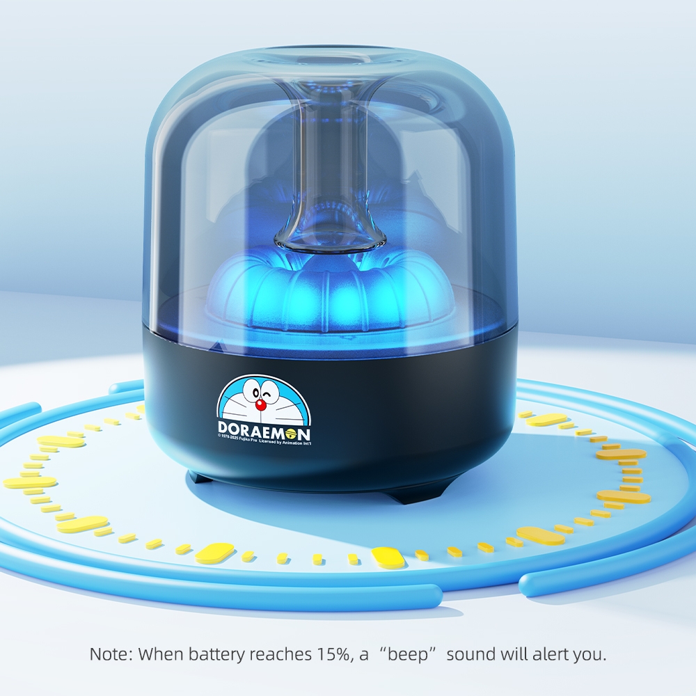 Loa Di Động Pha Lê Bluetooth ROCK Doraemon S58 (Bluetooth v5.3, ≥2H, with Vibrant Ambient Lights, 52mm Full-Range Speaker, Hi-Fi Audio, Crystal Clear Glass, 800mAh, Multiple Playback Modes, HFP, HSP, A2DP, AVRCP)