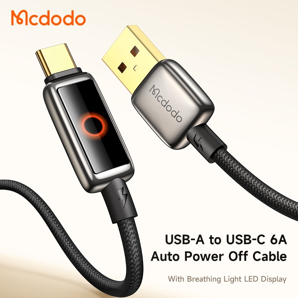 Cáp Tự Ngắt USB to Type-C MCDODO CA-665 6A (1.2m, Auto Power Off, with Breathing Light, 480Mbps)