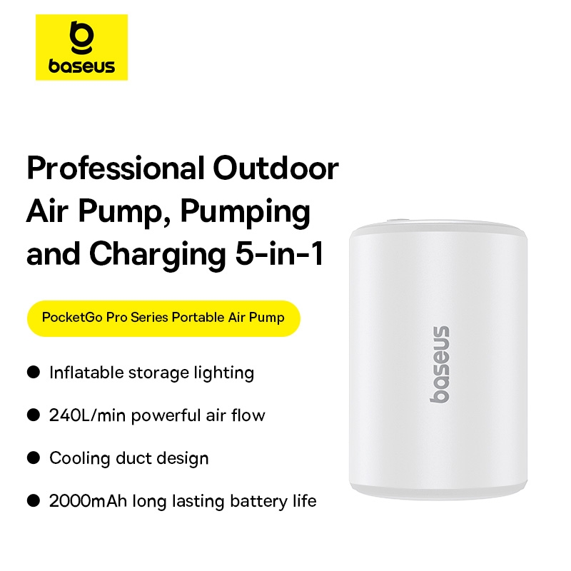 Máy Bơm Hơi Mini Kiêm Hút Chân Không Baseus PocketGo Pro Series (240L/min, 4000Pa)