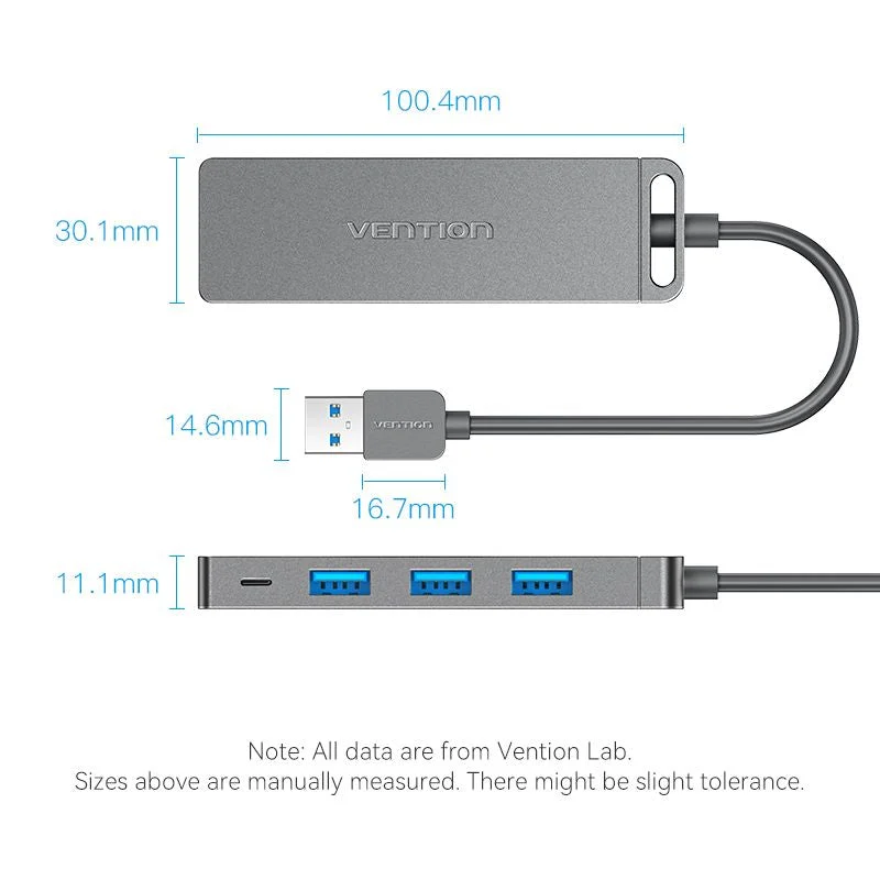 Hub Mở Rộng Kết Nối Đa Năng VENTION CHL (USB3.0 to USB3.0*4, with Power Supply) 0.15M