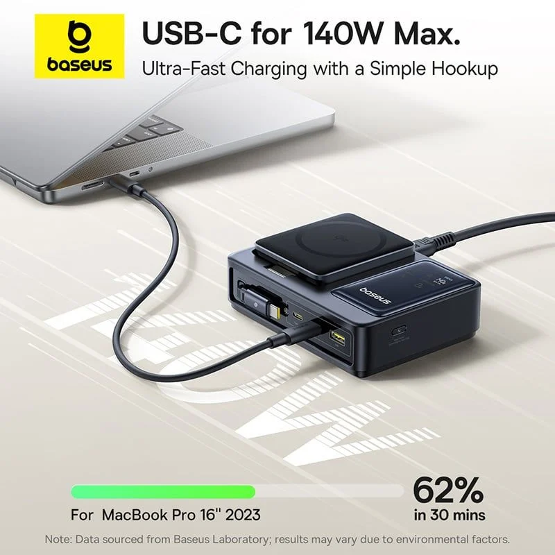 Baseus NOMOS 5-in-1 Desktop Charger 3C+U 140W US Qi2 Wireless