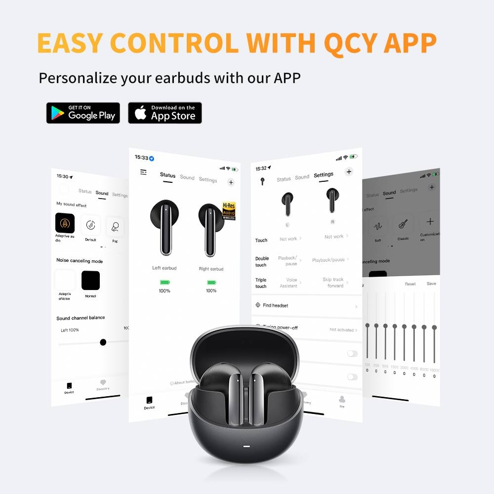 Tai Nghe Không Dây TWS QCY AilyBuds Pro+ ANC (Bluetooth v5.3, 5.5H, ENC, HiRes Audio, LDAC, IPX5)