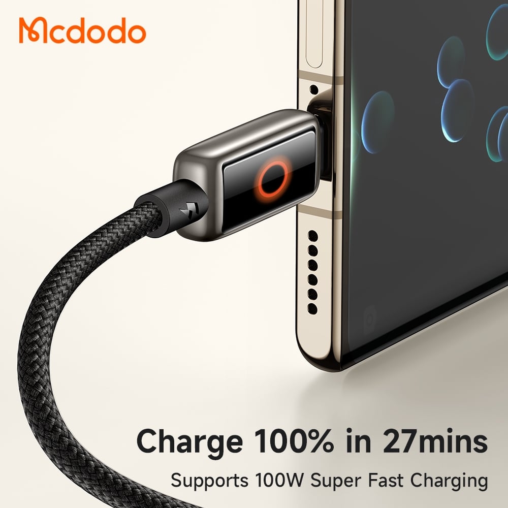 Cáp Tự Ngắt USB to Type-C MCDODO CA-665 6A (1.2m, Auto Power Off, with Breathing Light, 480Mbps)
