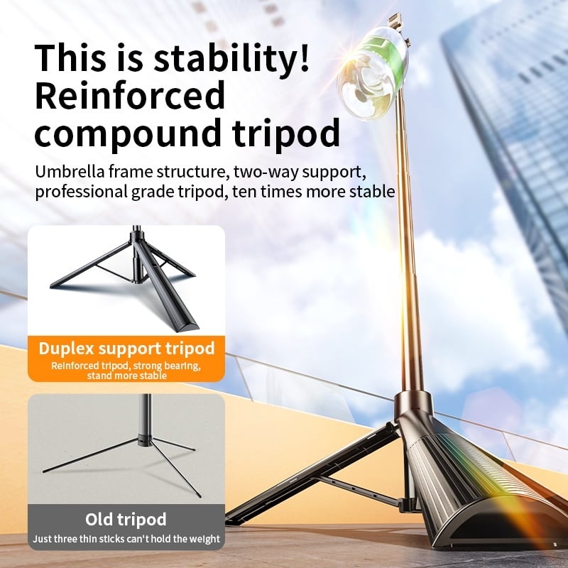 Gậy chụp ảnh tích hợp Tripod RTAKO Q052 1.8m Ultra-Wide Angle Selfie Stick (Góc rộng, 4 trục chống rung, kèm Remote Bluetooth chụp ảnh)