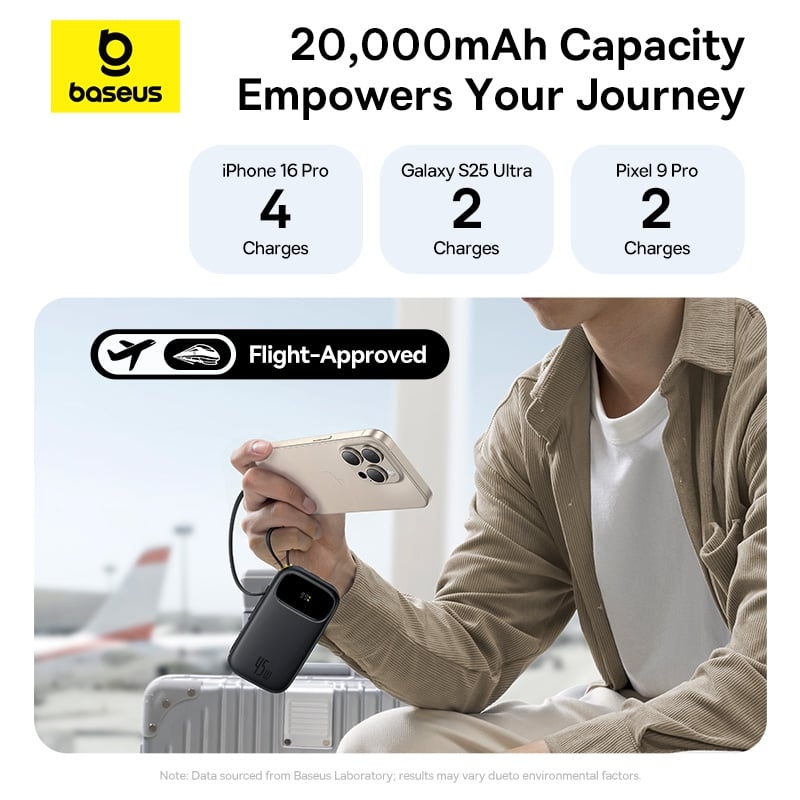 Pin Dự Phòng Baseus EnerFill FC31 QPow 3 10000mAh/20000mAh 45W (Digital Display, with Built-in USB-C + iP Cable)