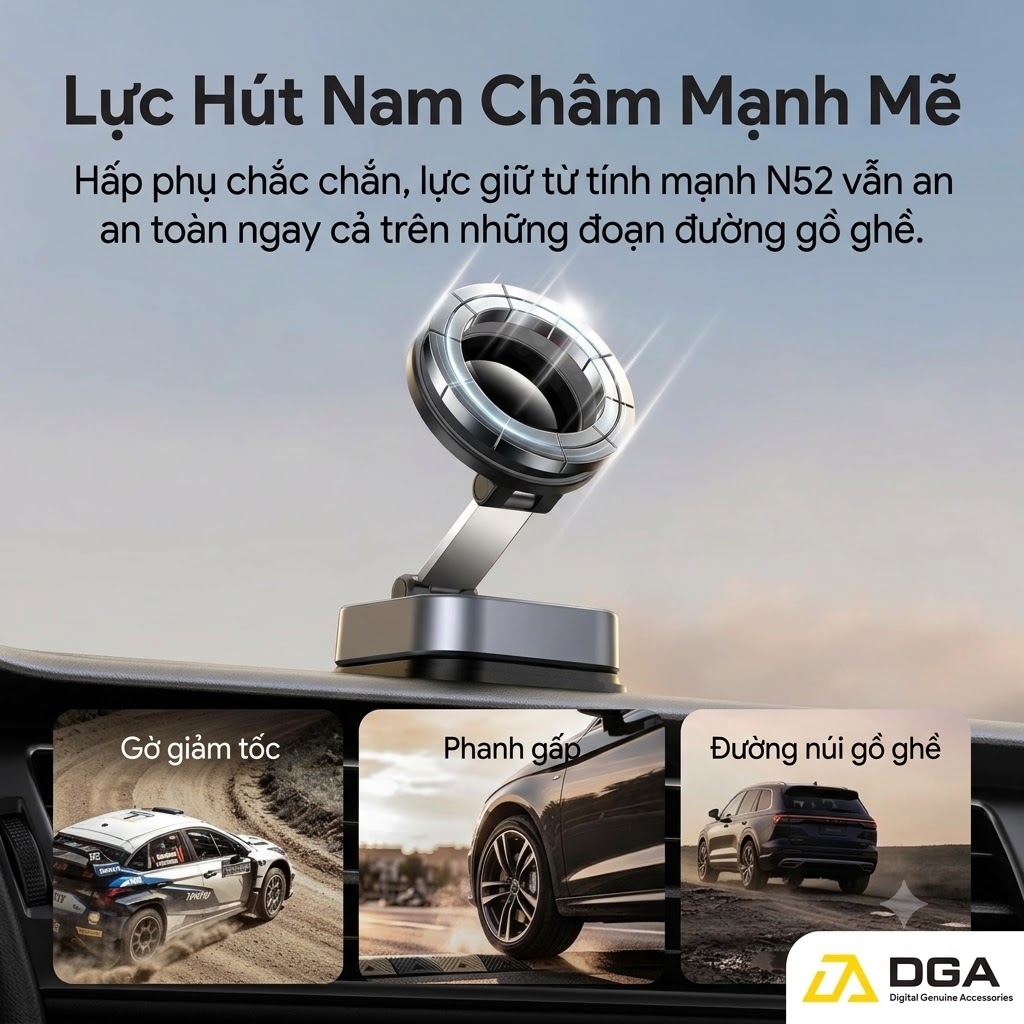 Đế Đỡ Điện Thoại Hút Chân Không + Từ Tính USAMS ZJ093 (3-Axis folding, N52 Strong magnetic adsorption, 720° Rotation)