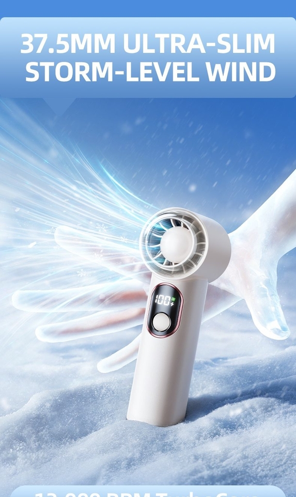 Quạt Tích Điện Cầm Tay RTAKO F100 High Speed 5W (13000RPM, 2000mAh, LED Display, HyperDrive Engine, Icewind Cooling) - Siêu Tốc, Mát Lạnh, Pin Trâu