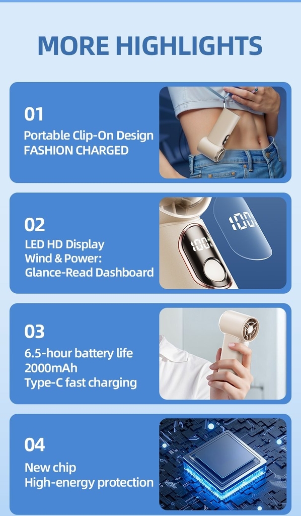 Quạt Tích Điện Cầm Tay RTAKO F100 High Speed 5W (13000RPM, 2000mAh, LED Display, HyperDrive Engine, Icewind Cooling) - Siêu Tốc, Mát Lạnh, Pin Trâu
