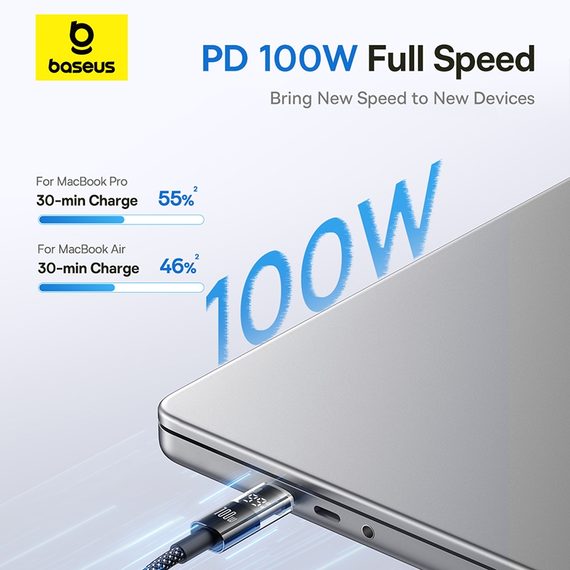 Cáp Sạc Nhanh 100W C to C Baseus Display 2 (Digital Display, 480Mbps)