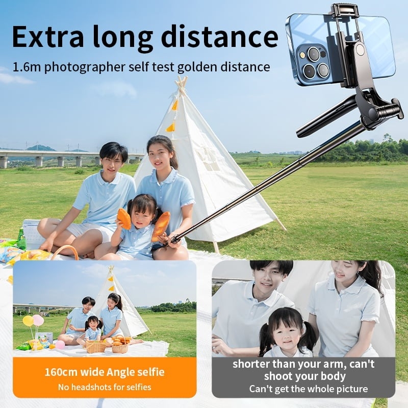 Gậy chụp ảnh tích hợp Tripod RTAKO Q052 1.8m Ultra-Wide Angle Selfie Stick (Góc rộng, 4 trục chống rung, kèm Remote Bluetooth chụp ảnh)