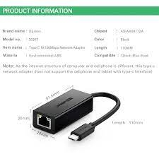 UGREEN USB 2.0 Type C 10/100Mbps Ethernet Adapter 110mm