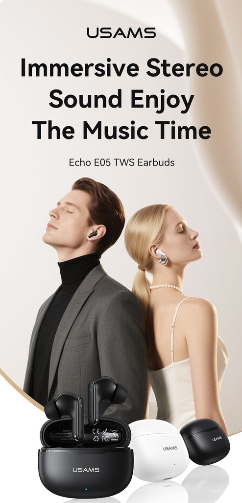 Tai Nghe Bluetooth TWS USAMS Echo E05 (Bluetooth v6.0, 3.5H, 3D Surround Stereo Sound, Low latency)